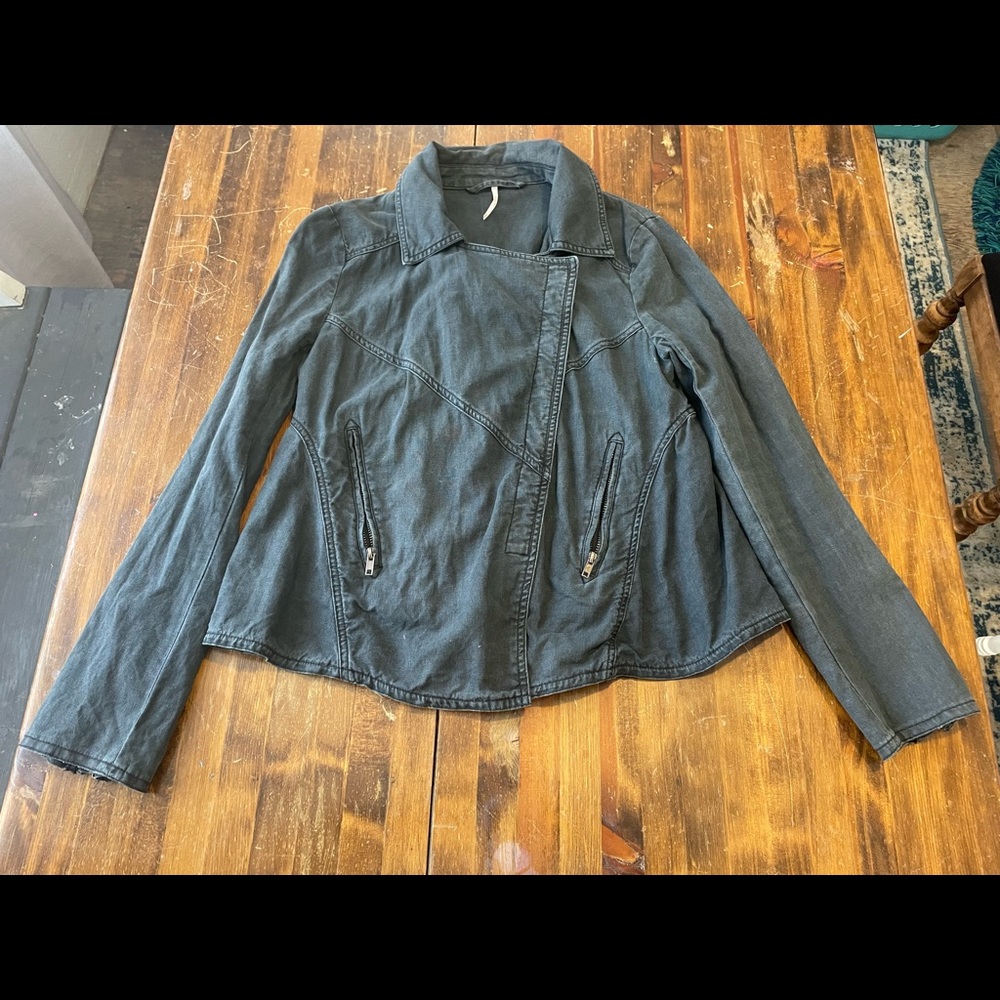 Free People Black Denim Jacket size M